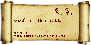 Kozári Henrietta névjegykártya